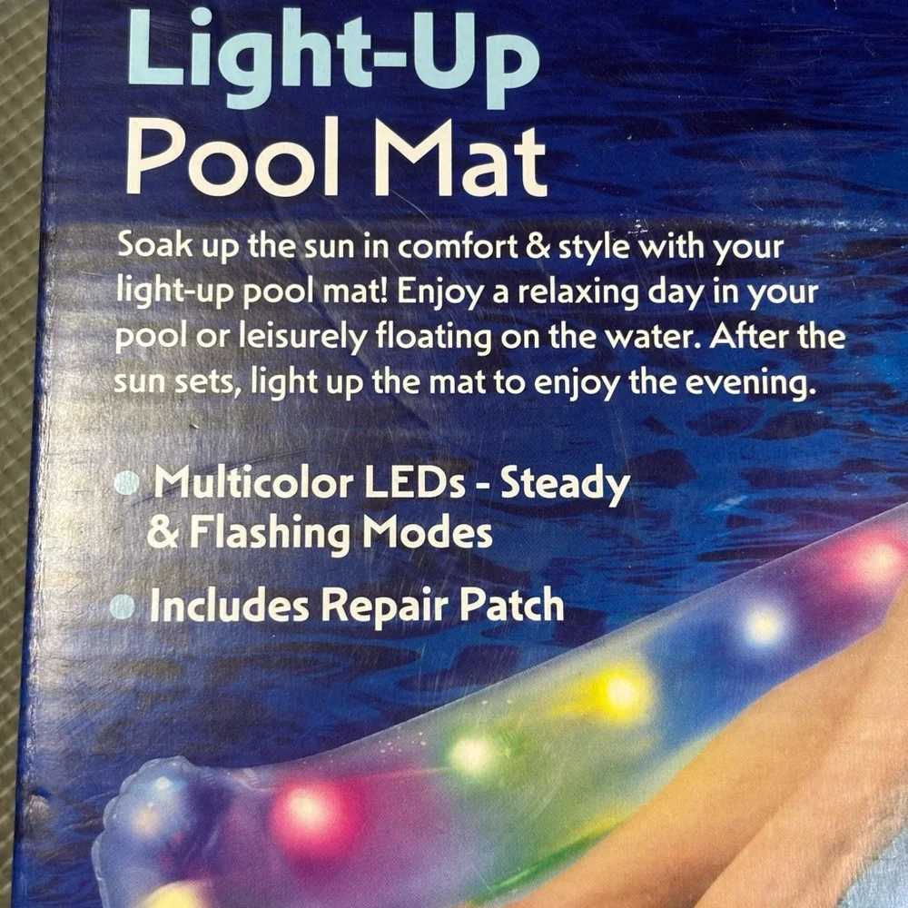 Bluescape Light-Up Inflatable Pool Float Mat Multicolor LED Lights Repair Patch